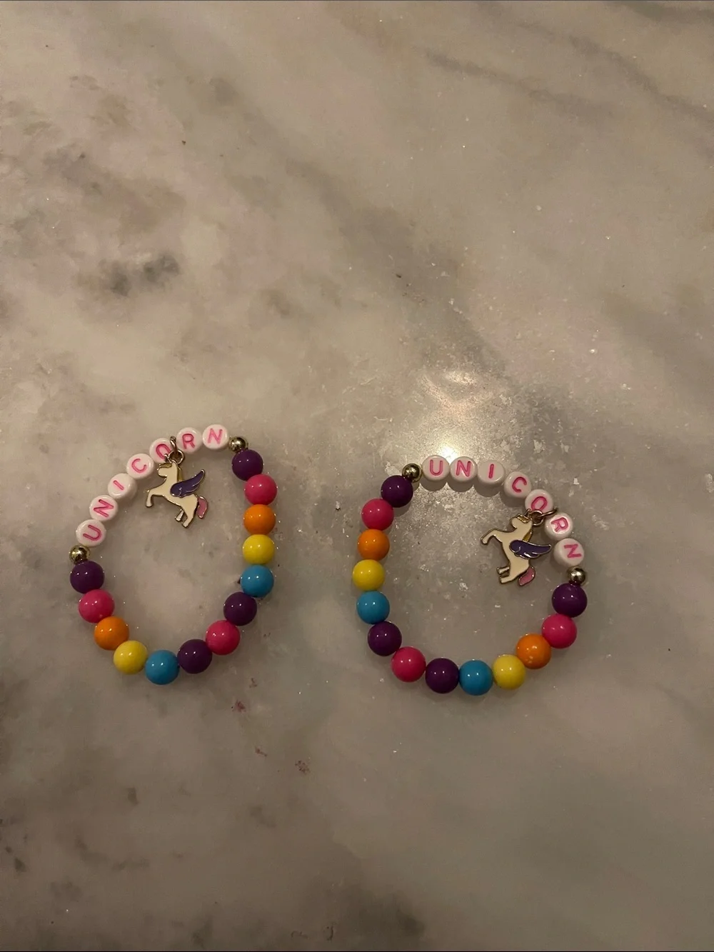 2Pc Unbranded Kids Rainbow Unicorn Bracelet